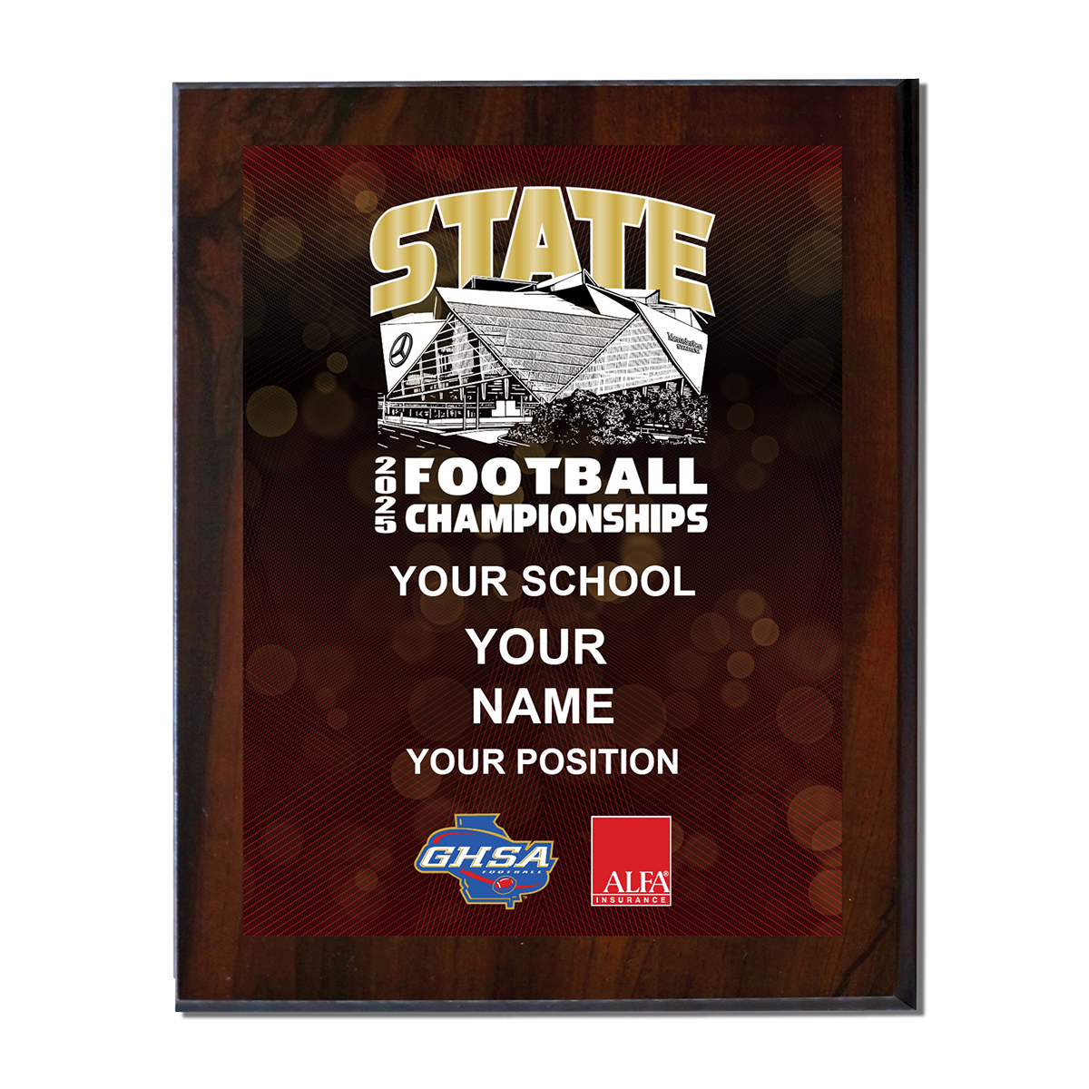 2025 GHSA Football State Championships 8x10 Plaque
