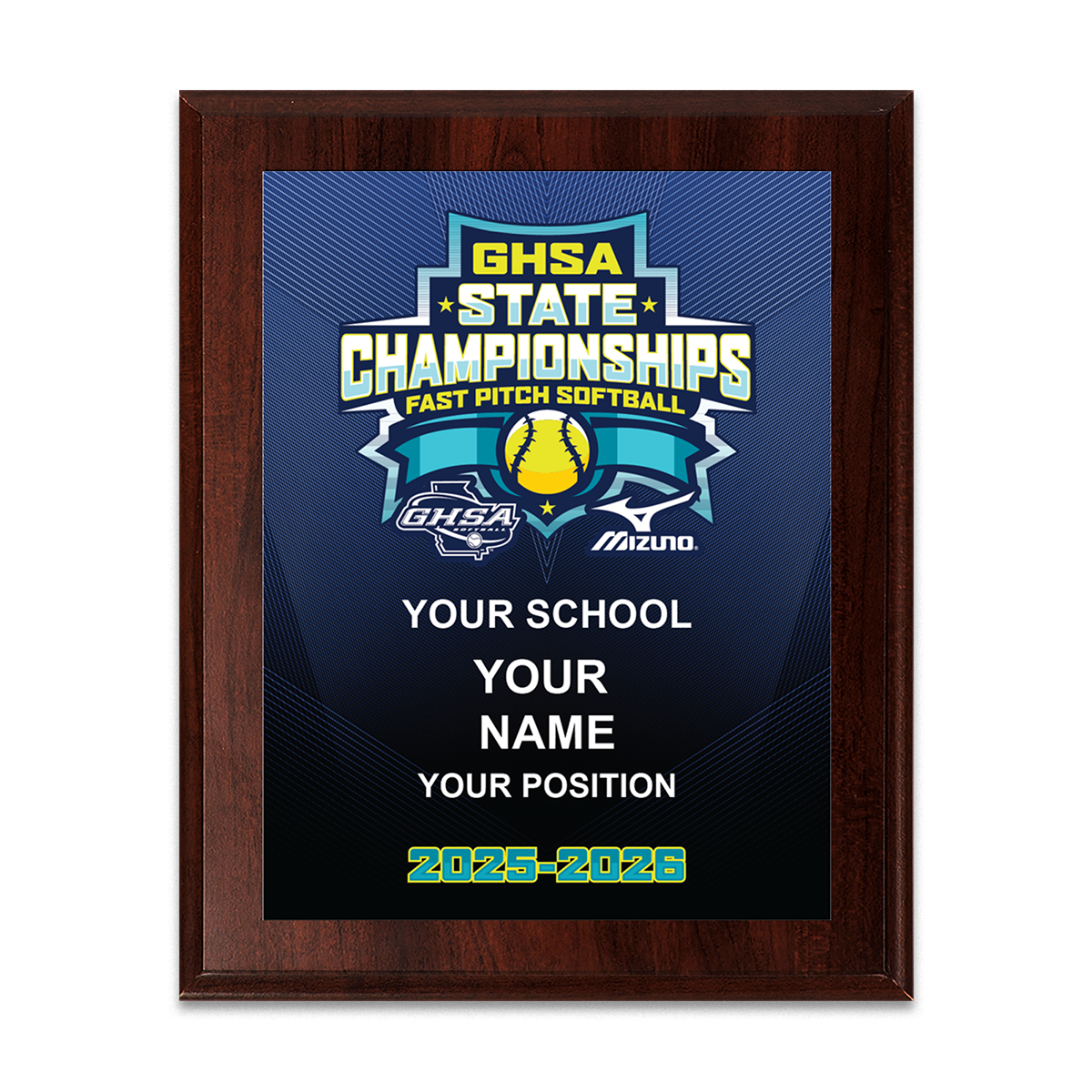 2025 GHSA Fast Pitch Softball State Championships 8x10 Plaque